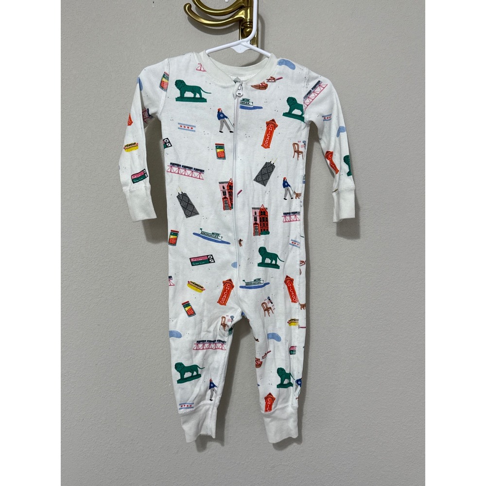 Smaller Things Chicago‎ Print Sleeper Baby 6-12 Months Organic Cotton Zipper